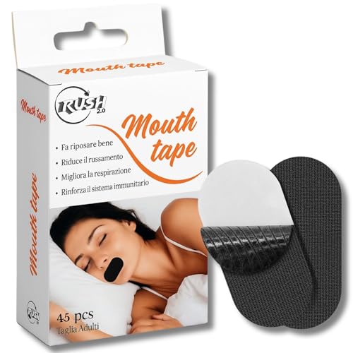 Mouth Tape – 45 Pezzi Cerotti Bocca per Dormire, Mouth Tape for Sleeping Antirussamento per Sonno Tranquillo e Respirazione Nasale Naturale – Rush2.0