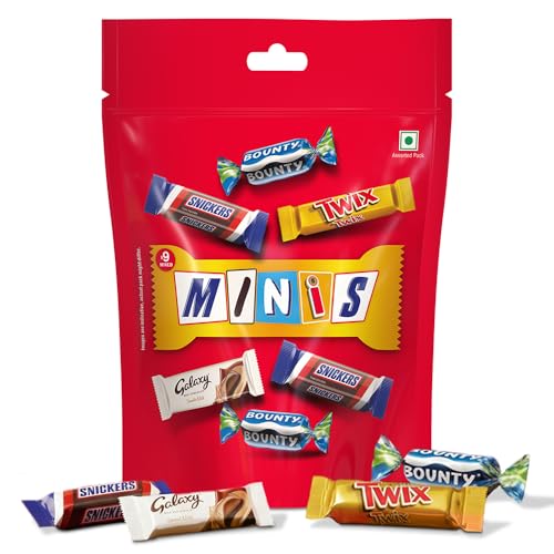 Image of Snickers Mixed Minis Chocolate Pack | Assorted Chocolates | Includes Snickers, Twix, Galaxy & Bounty | Perfect for Sharing & Gifting | 103.5g | Pack of 3