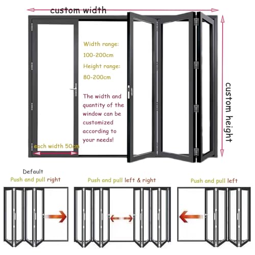 Fenêtre coulissante pliante en aluminium – Barrière de séparation de pièce rétractable pour restauration rapide, porte de concession mobile verrouillable, parfaite pour la maison, le bureau, le garage