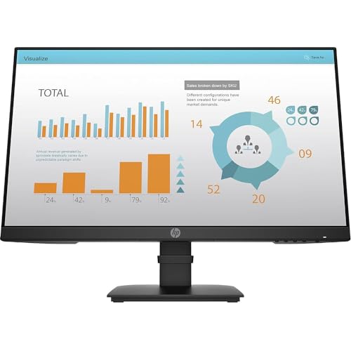 HP P24 G4 Monitor con Casse Audio, Schermo 23,8" FHD IPS, Risoluzione 1920 x 1080, Tempo Risposta 5 ms, Regolazione Inclinazione, Antiriflesso, DisplayPort, HDMI, VGA, Nero