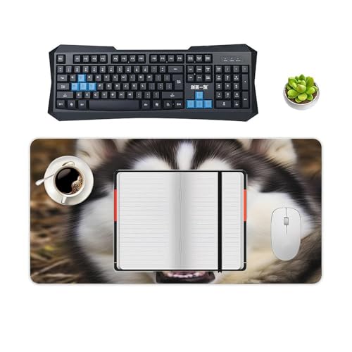 Mouse Pad Grande de Goma Blanca con Diseño Husky miniatura 4