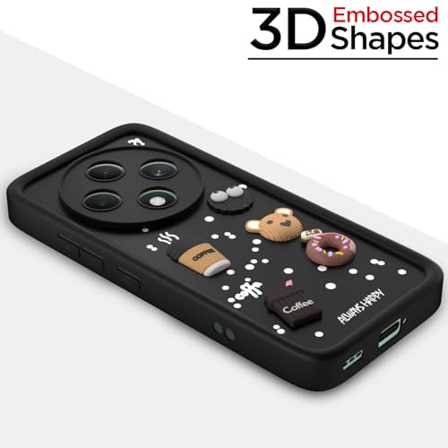 Image of Pikkme Back Cover for Oppo F27 5G | Cute Fun Cartoon 3D Bear Silicone Full Body Protection Bumper Cover (Black)