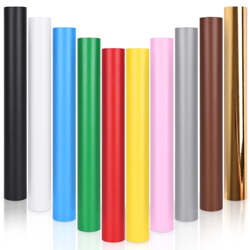 IModeur 10 rouleaux de film vinyle adhésif mat 30,5 x 153 cm - vinilo adhesivo permanente pour Machines Cricut, Silhouette Cameo, la plupart des machines de...