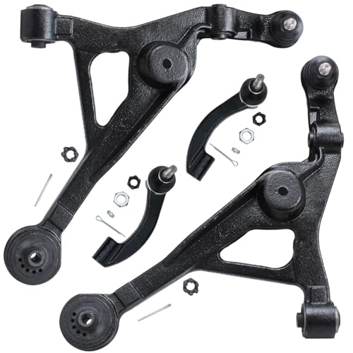 Image of Detroit Axle - Front Control Arms Kit for 2001-2005 Chrysler Sebring 2001-2006 Dodge Stratus 2 Lower Control Arms with Ball Joint 2 Outer Tie Rod Ends 2002 2003 2004 Replacement