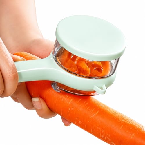 Pihuza Vegetable Peeler and Fruit Peeler with Storage Box | Multipurpose Kitchen Peeler for Potato, Carrot, Cabbage & Fruits | Sharp Stainless Steel Blade with Slicer & Shredder Function