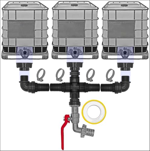 IBC Container Regen Wasser Tank Verbinder Kupplung Set13 - Ausführung für 3 IBC Tanks S60x6 + Kugelhahn3 Pos.2