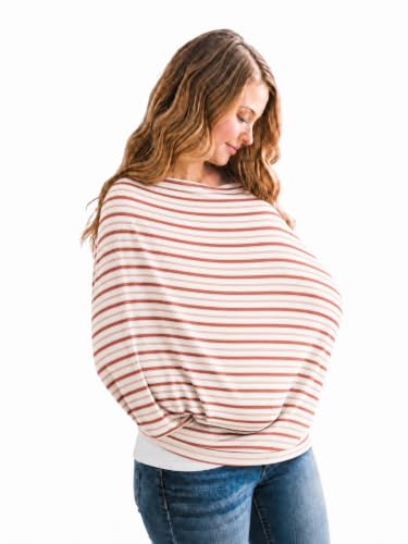 Image of Copper Pearl Nursing Cover for Breastfeeding - Multi-Use Baby Car Seat Canopy, Stroller Shade & Breast Feeding Wrap for Women, Stretchy Breathable Carseat Shawl for Boy or Girl, Cinnamon