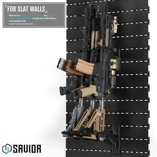 Savior Equipment WRS-ACC-AD3-BK Wall Rack System Heavy-Duty Steel Tactical 3-Rifle Carbine Shotgun Handgun Storage Angle Adjustable Wall Mount Hanger thumb #1