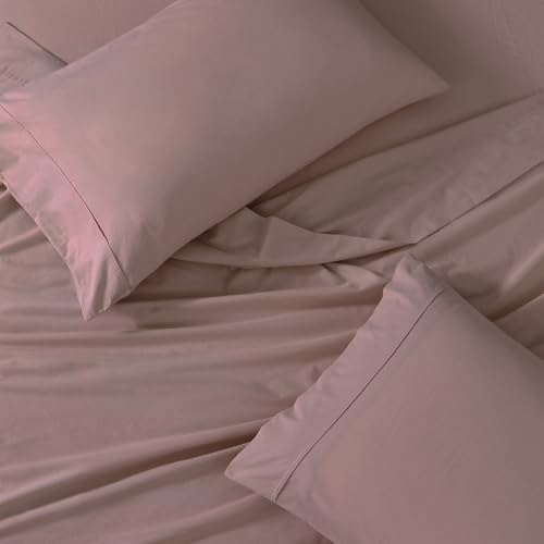 Image of LANE LINEN 100% Organic Cotton Bedsheet for Double Bed King Size - Lilac | GOTS Certified, Percale Weave, 108x108 inches, Soft & Breathable, Machine Washable, Includes 2 Pillow Covers