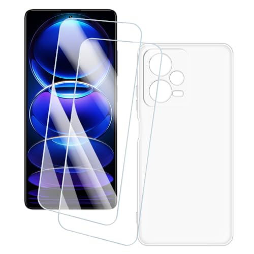 OAGELIM 2�Z�b�g �X�N���[���v���e�N�^�[ + �P�[�X Xiaomi Redmi Note 12 Pro+ 5G (6.67 �C���`) �Ƃ̌݊������� �A�[�e�B�X�e�B�b�N�J�X�^���v�����g�J�o�[�Ƌ����K���X�t�B���� �X�N���b�`�h�~ (����)