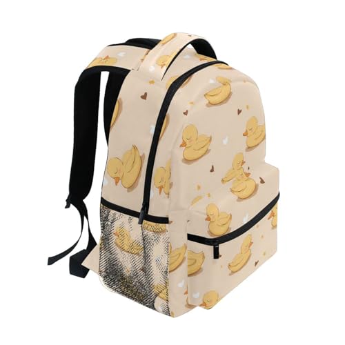 Duck Heart Yellow Backpack for School Boys Girls Adults Kids Bookbag Laptop Bag 18L2