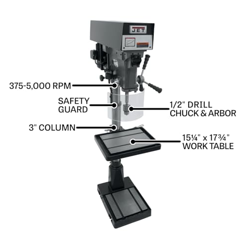 JET 15-Inch Floor Drill Press, 6 Speed, 115/220V 1Ph (Model J-A3816)