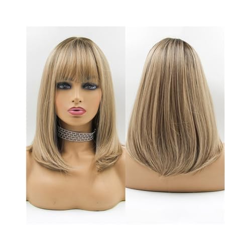 Perruques avec frange pour masquer la racine sans démarcation style bob