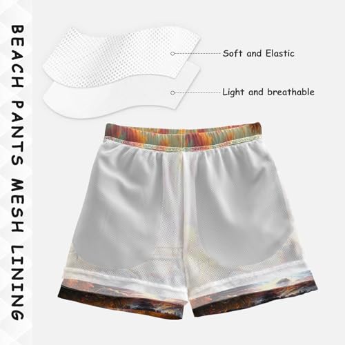 Mountains River Orange Boys Swim Trunks Quick Dry Toddler Swimsuit Boy Board Shorts Bathing Suits Swimwear XL4