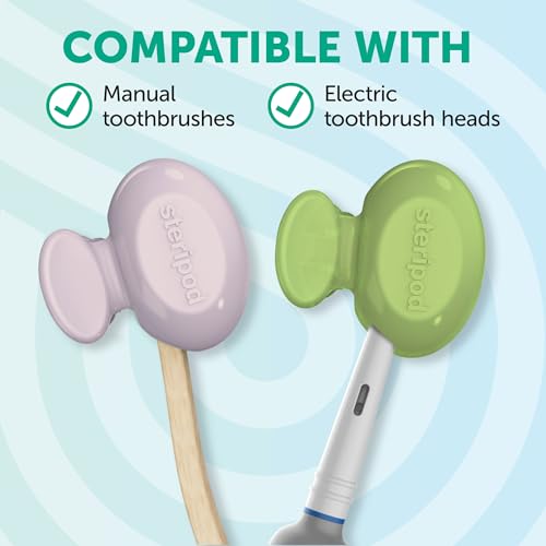steripod clip-on toothbrush protector greensilver 2 count