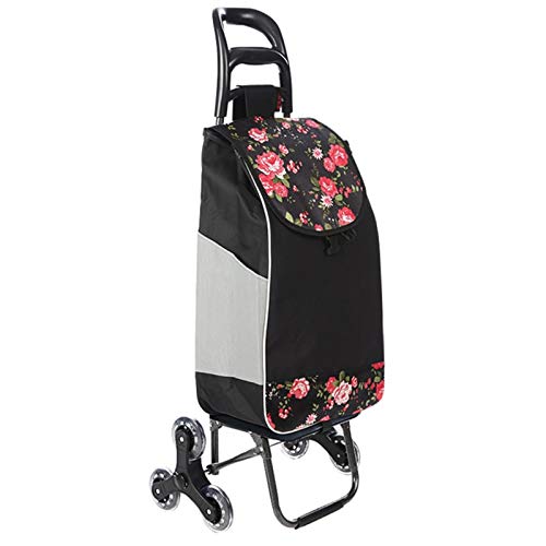 QXTT Carrito De Compras Escalera Escalada Ligero Plegable De Viaje Carrito De Supermercado Carrito Oxford Tela 6 Rueda De PU Movilidad Carrito Carrito Bolsa Capacidad De Mercado 39L Cover