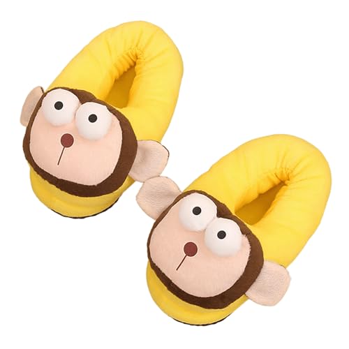 Monkey Slippers Women Funny Plush Cartoon Animal Slides Cute Kawaii Cozy Closed Back House Shoes