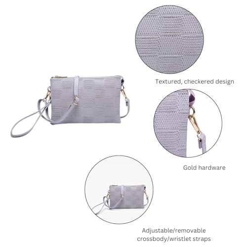 JEN & CO. Izzy Vegan Leather Checker Crossbody Bags Clutch Purses Wristlet Wallet Shoulder Handbag for Women4