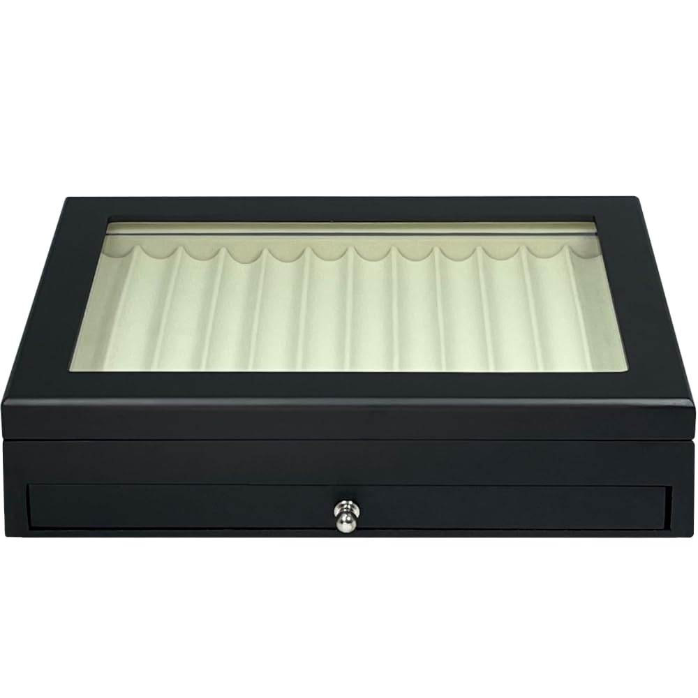 MR Maestro Relojero - Vitrina Colección para 23 Estilográficas | Caja Organizadora de Estantería | Almacenamiento Plumas, Lapiceros | Bolígrafos Bonitos | Caja para Colección Black