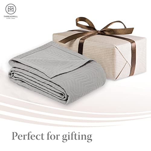 Threadmill Luxury Cotton Blankets For Queen Size Bed | All-Season 100% Cotton Queen Size Blanket | Aster Jacquard Cozy Lightweight, Soft Breathable Coverlet Fits Full Size Bed, 90X92 | Scottish Grey #TOP2