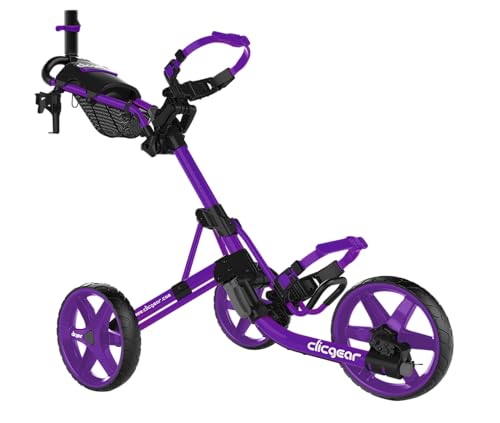 Clicgear Model 4.0 Golf Push Cart, 3-Wheel Foldable Walking Golf Cart (Purple)