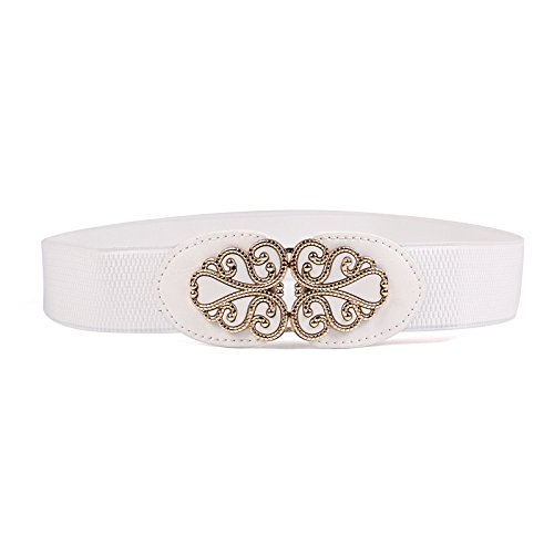 syga Women's Leather Belt, PU Leather Stretchy Waist Belt with Floral Metal Buckle, Retro Style, 25-35 Inch-picture-12