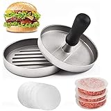 EINFACHE BENUTZUNG: Keine Unordnung und kein Aufhebens beim Formen von Burgern von Hand, macht uniformierte kompakte Burger einfach, runde Formen mit Gittermuster sorgen für professionell aussehende Rillen und passen die perfekte Dicke eines Burgers in Sekunden an.