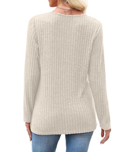 JomeDesign Womens Sweaters Casual Long Sleeve V Neck Lightweight Tunic Pullover Sweater Tops4