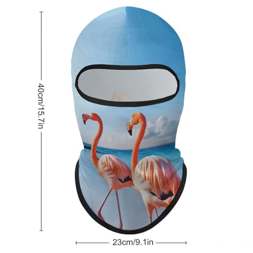 Balaclava para hombre, máscara para esquiar y ciclismo, protección facial y cervical, diseño de flamenco en la playa miniatura 2
