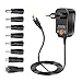 Zolt 12W Universal Netzteil AC zu DC 3V 4,5V 5V 6V 7,5V 9V 12V 1A Schaltnetzteil mit 8 DC-Steckern für Lautsprecher Kamera Lampe Tablet und mehr Haushaltselektronik, 1000mA max.