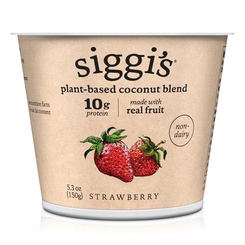 siggi's® Plant-Based Coconut Blend, Strawberry, 5.3 oz. Cup – Single Serving Dairy Free Snack, More Protein Than Sugar