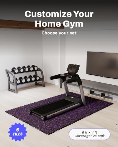 Image of AIRHOP 0.56in Thick 24 Sq Ft Exercise Equipment Mats, 6 Tiles Upgraded Rubber Top with High Density EVA Foam, Large Interlocking Puzzle Gym Flooring for Home Gym, Heavy Weight Workout, 24 x 24in
