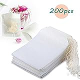 Thiroom 200pcs Disposable Filter Empty Teabags String Heat Seal Herb Loose Teabag