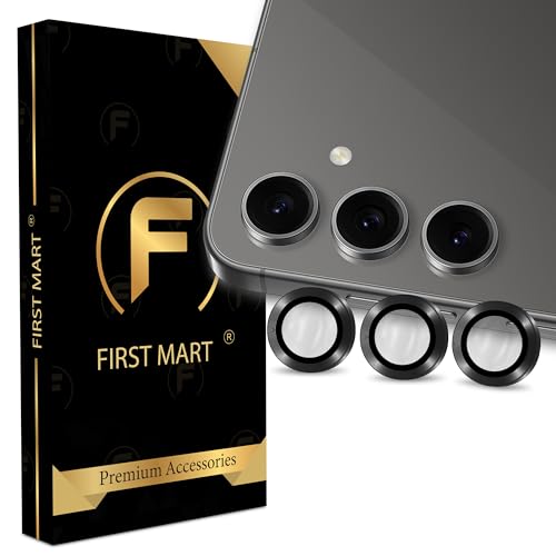 Image of FIRST MART Black Camera Ring Guard Protector for Samsung Galaxy S24 FE | Tempered Glass with Metal Alloy Rings, HD Clear, Scratch Resistant, Case-Friendly | Pack of 1