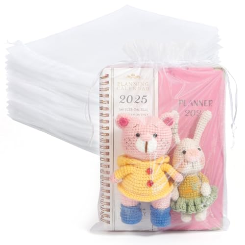Organza Bags Mesh Bags Drawstring 8x12 Inch 50 PCS White Sheer Organza Bags Large Wedding Gift Gags Party Favor Bags Fruit Protection Bags Mesh Gift Bags Candy Goodie Bags for Christmas Birthday