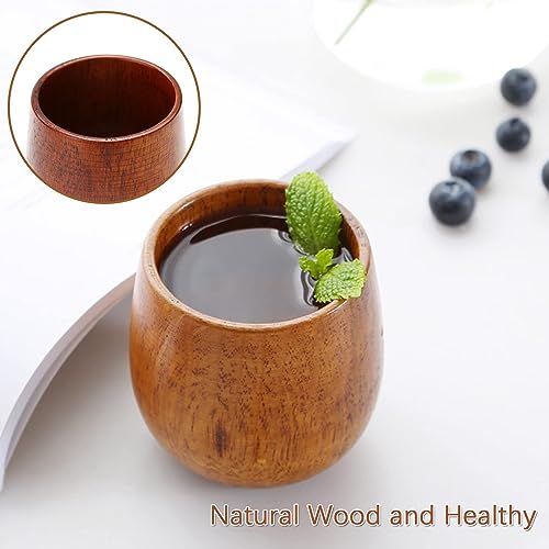 Musoxian Kuckow Wooden Tea Cups Top Grade Natural Solid Wood Tea Cup 4 Pack,Wooden Teacups Coffee Mug Wine Mug For Drinking Tea Coffee Wine Beer Hot Drinks,100-200 Ml Hand-Made thumb #2