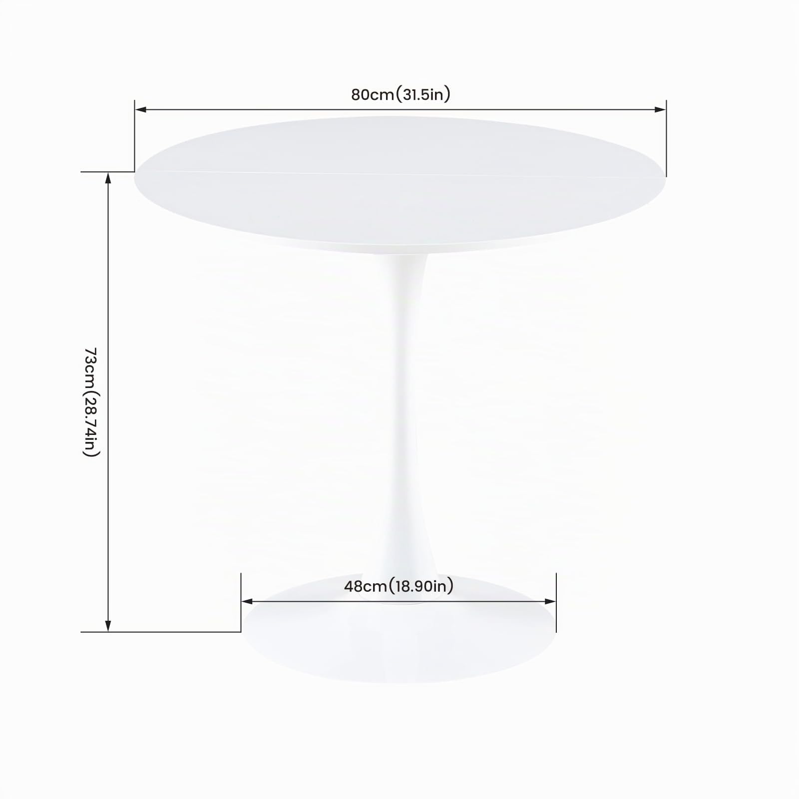 buybyroom Tavolo da pranzo rotondo moderno scandinavo, semplice tavolino per cucina, sala da pranzo e soggiorno, bianco
