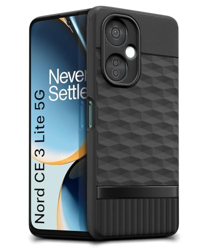 Image of WOW IMAGINE Back Cover for 1+ OnePlus Nord CE 3 Lite 5G with Hexa Cube Design | Ultra Slim Soft Rubberised Case | Inner Velvet Fabric | Matte Silicone Flexible Mobile Case | Camera Protection - Black