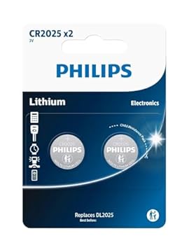 Philips Batterie a Bottone CR2025-2 Pezzi - Batteria a Bottone 3V/150 mAh - Adatte per Orologi, Calcolatrici e Portachiavi - Batteria al Litio