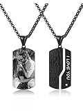 PiercingJak Cadeau Fête de Père, Collier Dog Tag Photo Personnalisé Pendentif Médaillo...