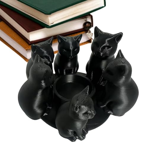 Black Cat Candle Stick Holders, 3D Printed Table Decoration, Desk Decor Candle Holder for Homeowners, Office, Apartment, Living Room, Bedroom, Study, Dressing Table, Window Sill, Bookshelf, Unique Cat