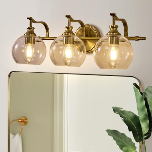 ANDY STAR Bruhsed Gold Bathroom Light Fixtures, Gold 3 Light