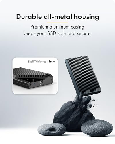 Image of 40Gbps M.2 NVMe SSD Enclosure, ICY BOX M.2 Enclosure Support SSD M /B+M Key Size 2280 /2260 /2242 /2230 Compatible with Thunderbolt 4 /3 /USB4 /3.2 /3.1, Tool-Free Aluminum Thunderbolt 4 Enclosure