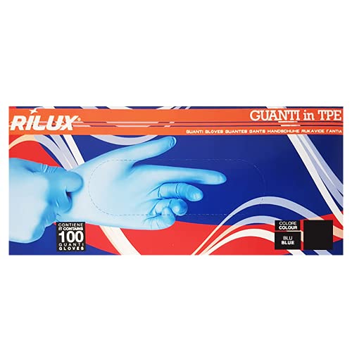 Rilux 100 Guanti monouso in TPE Blu Senza Polvere