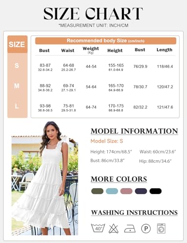Image of HEEKPEK Womens Summer Midi Dresses 2025 Flowy Tulle Sleeveless Smocked Square Neck Ruffle Tiered Sundress Wedding Guest Party