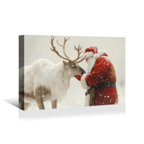 YONICA Christmas Wall Decor Santa Claus and Reindeer, Winter Decorations