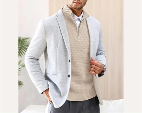 Yeuyyben Men's Sweater Winter Casual Knitted Zip Sweater Mock Neck Pullover Ribbed Knit Casual Soft Sweaters4