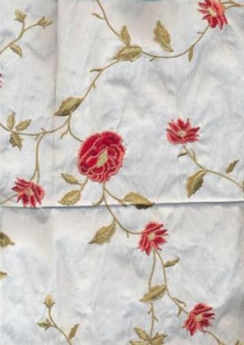 Soie Silk Dupioni brodé ivoire au mètre es5 largeur 112cm pour styliste