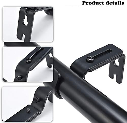 Irich 3Pcs Curtain Pole Brackets Set with Screws, Heavy Duty Metal Curtain Rod Holder - Adjustable Length of 3cm to 12cm (Black)