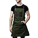 RG-FA Wytrzymały płócienny fartuch roboczy z kieszeniami regulowane paski krzyżowe fartuch śliniak, Wojskowa zieleń, Rozmiar uniwersalny